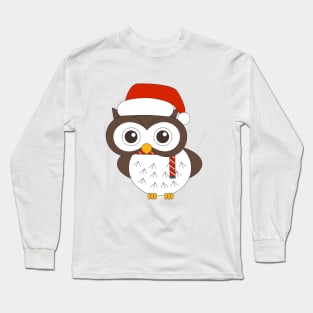 Christmas Curious Mr. Owl Digital Art | Christmas Special | illusima Long Sleeve T-Shirt